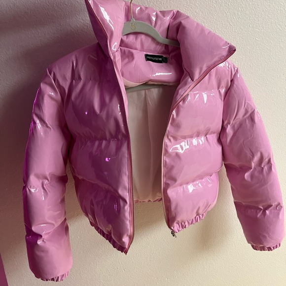 pink puffer jacket - Picture 2 of 3
